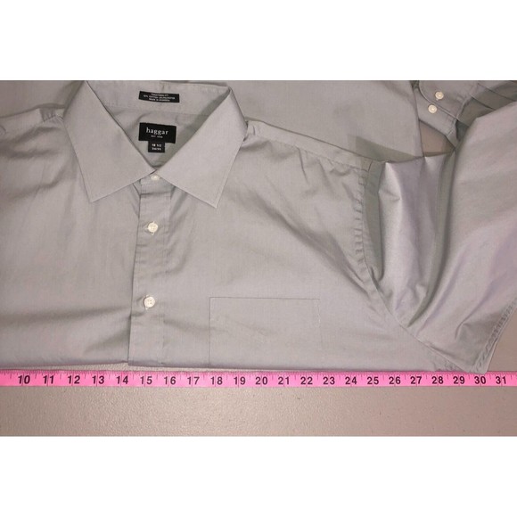 Haggar Dress Shirt Men's 18 1/2 Grey Button Down Collared Long Sleeved 34/35 - Picture 5 of 7